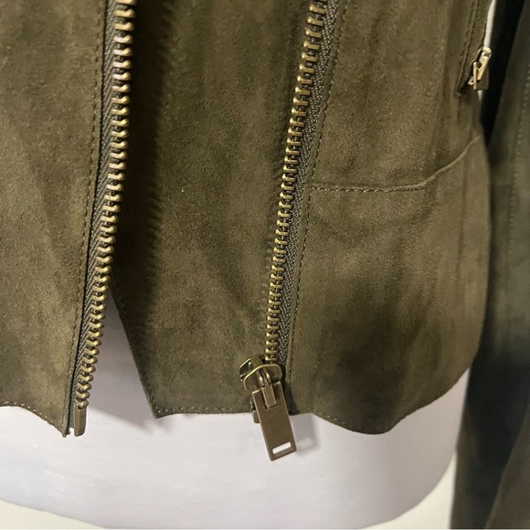 Massimo Dutti Women’s Size Small Olive 100% Sheep Leather Super Soft Suede EUC - Picture 6 of 16